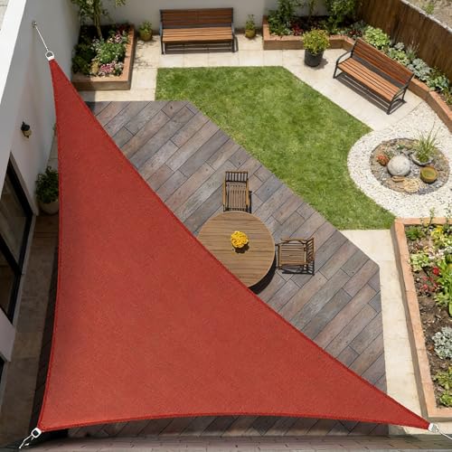 Vela Ombreggiante Triangolare 2x2x2 3x3x3 4x4x4 5x5x7 m Telo Tenda a Vela per Esterno Protezione Anti UV, HDPE Rete Ombreggiante per Giardino, Terrazzo, Balconem, Gazebo(Red,3.6x3.6x3.6m)