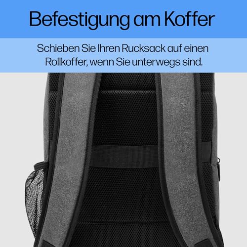 HP Prelude Laptoprucksack 15,6 Zoll – wasserabweisend, leicht & robust – Notebook Rucksack für Reisen, Business, Schule & Uni – gepolstert, mit Trolley-Gurt & Zubehörfächern – Grau