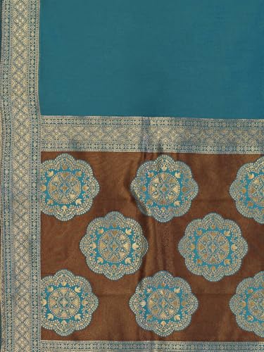 Image of PURVAJA Women's Kanjiwaram Semi-Stitched Lehenga choli