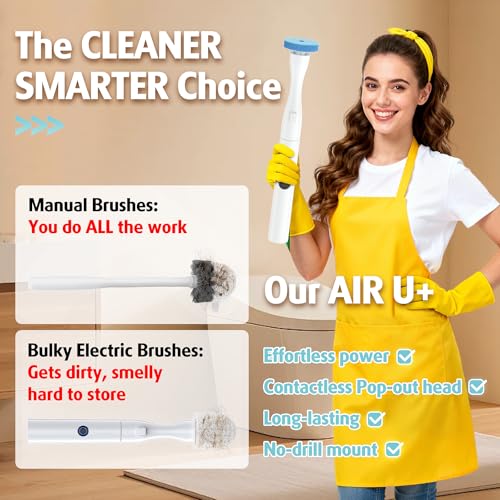 Image of AIR U+ Hands-Free Electric Toilet Brush for Seniors & Busy Households - No Bending, Effortless Clean with Disposable Heads & Holder Set