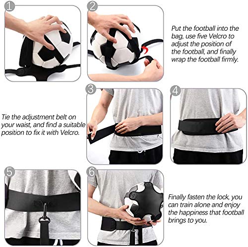 Kai Xin Solo Soccer Trainer,Hand Free Football Kick Training AidsSolo Skill Practice Equipment for Kids Adult with Elastic Adjustable Waist Belt，Fits Size 3,4,5 Footballs Volleyball Rugby - Thumbnail 4