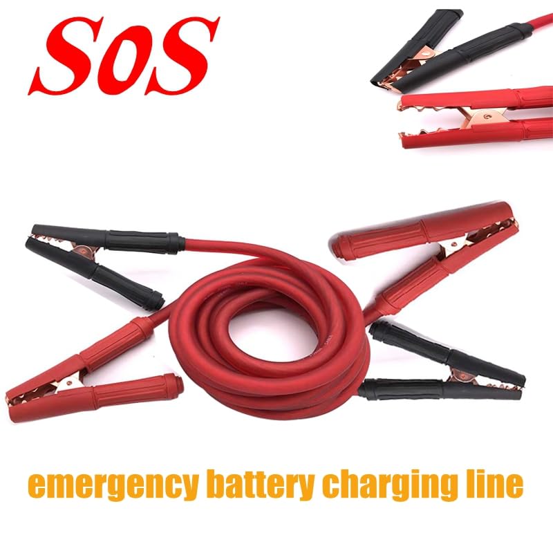SOS Cable Black Red Copper Wire Auto Battery Line Emergency Cable Line Cable Clip Power Charging Jump Start Leads|Cables, Adapters & Sockets - (Color Name: 4GA Half of 5M 1pair)
