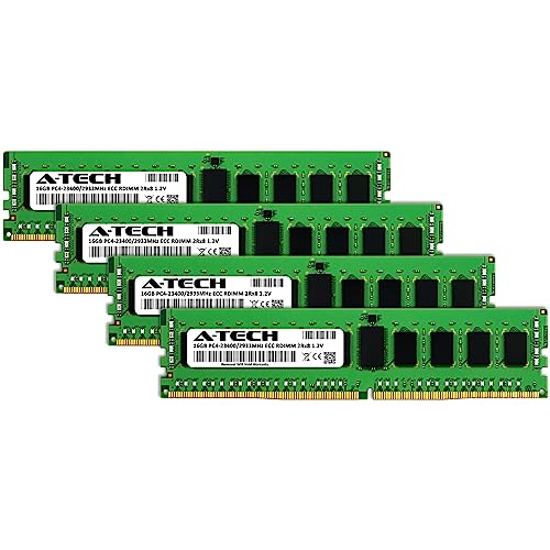 Image of A-Tech 64GB Kit (4x16GB) DDR4 2933MHz PC4-23400 ECC RDIMM 2Rx8 Dual Rank 1.2V ECC Registered DIMM 288-Pin Server & Workstation RAM Memory Upgrade Modules (A-Tech Enterprise Series)