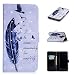 Produktbild HopMore kompatibel mit Samsung Galaxy S9 Plus Leder Hülle mit Silikon Kartenfach Klappbar Design Motiv Ledertasche Standfunktion Holster Schutzhülle Handyhülle Tasche Schale Cover Case - Blaue Federn
