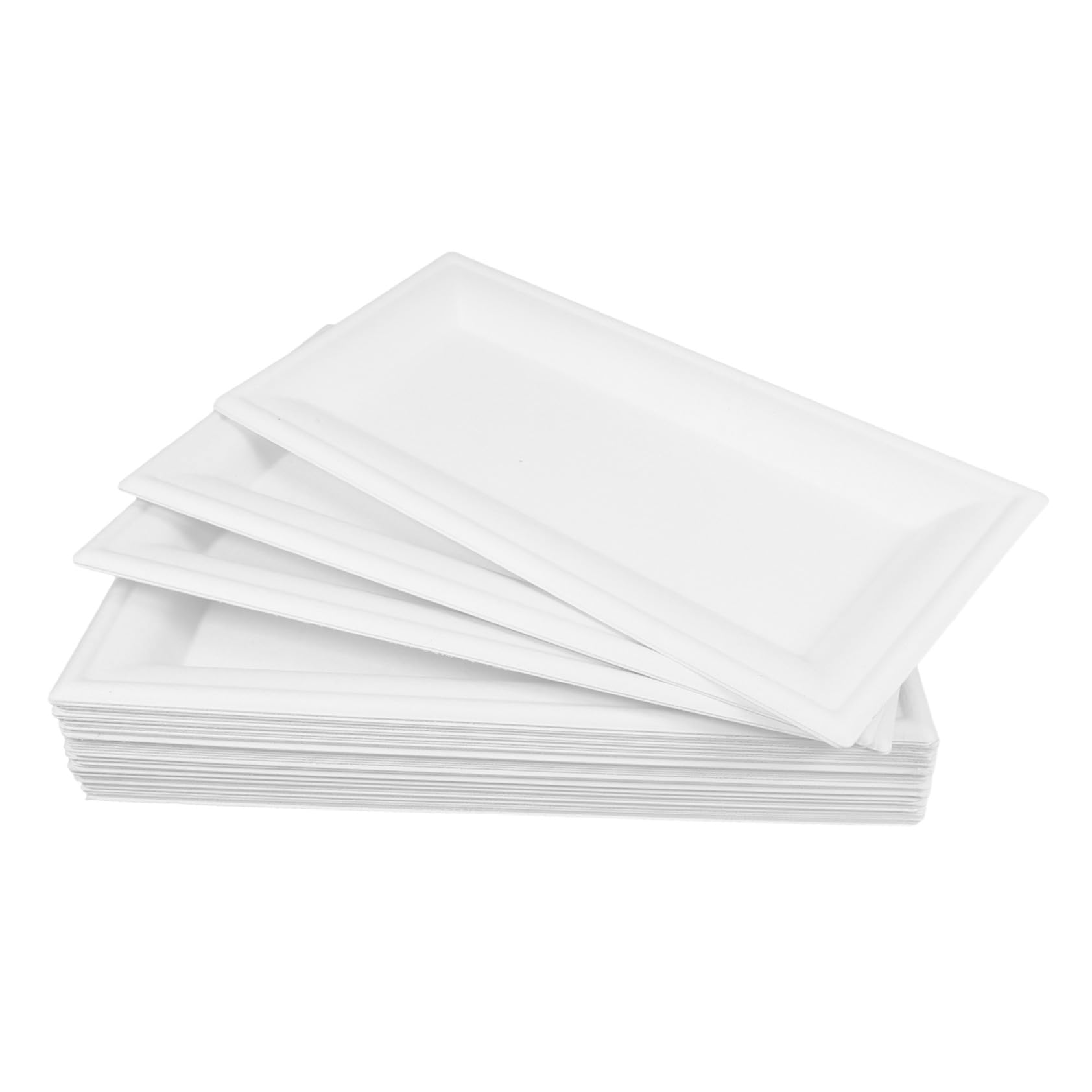 50 piezas Platos de Papel Desechables Rectangulares Unidades Resistentes para Fiestas Picnic y Barbacoas Uso Único Fácil Limpieza