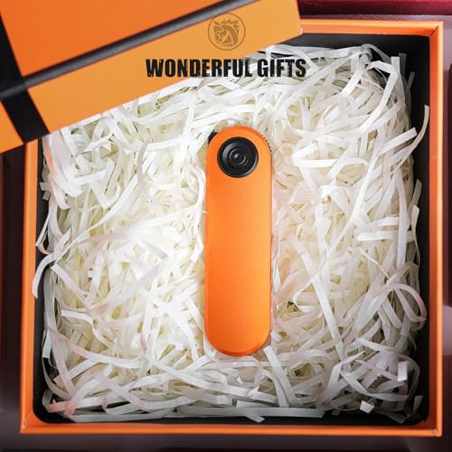 Image of Vosteed Corgi V EDC Folding Pocket Knife - 2.36 inch 14C28N Black Stonewash Drop Point Blade - Vanchor Lock, Orange Aluminum Handle - Camping, Hiking Knives - A3705