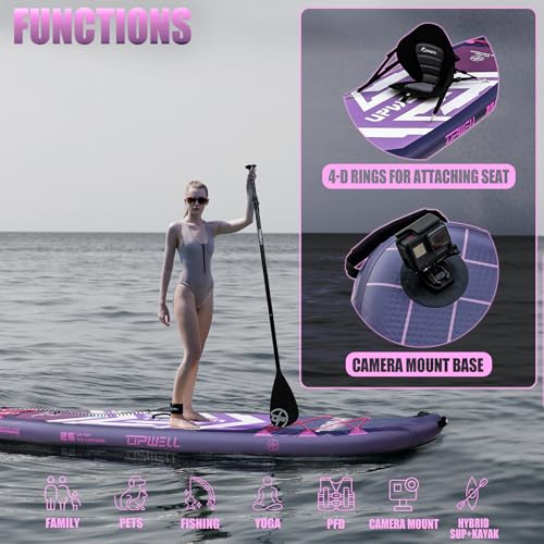 Image of UPWELL 11'6 inchx35 inch Extra Wide Inflatable Paddle Board, Stand Up Paddle Board for Youth & Adults, Stable Design, Premium SUP Accessories, 120L Backpack, 10L Dry Bag, Paddle, Leash, Hand Pump, US Fins