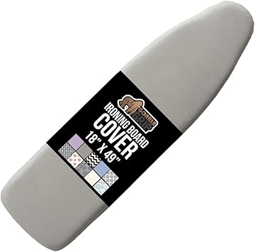 The Original GORILLA GRIP Ironing Board Cover and Pad, Silicone Coating, Thick Scorch Resistant Padding, Heavy Duty Iron Covers Standard Boards, Hook and Loop Fastener Strap, Silver 18x49