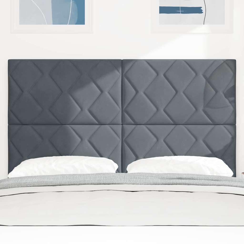 Cabecero de cama 144 × 7 × 128 cm, gris oscuro, altura 118/128 cm, acolchado, de pino/madera derivada de la madera, respaldo de cama