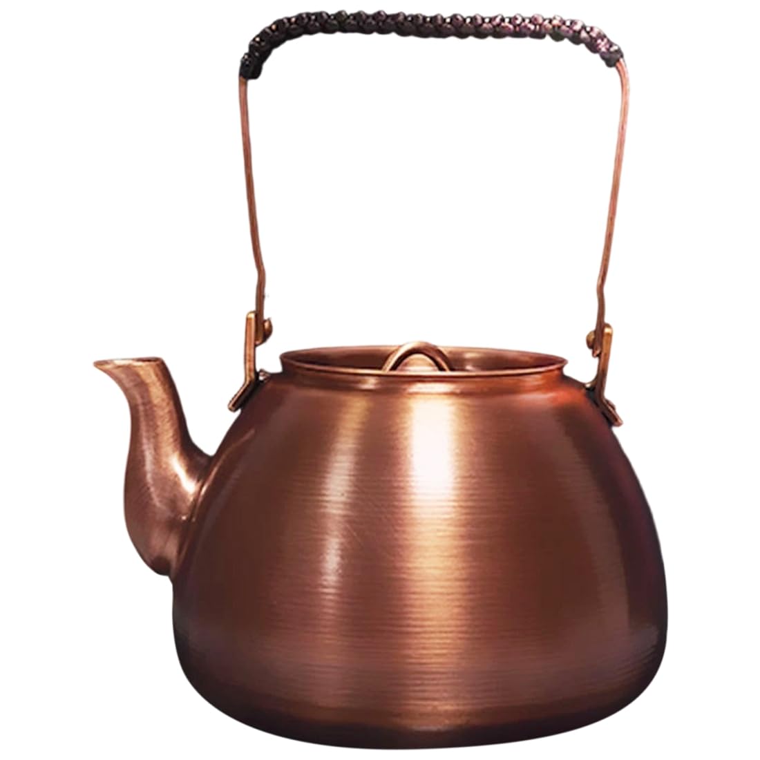 Hndhbfgrt Vintage Style Copper Teapot, Handmade Round Stove Boiling Tea Kettle, 1L Household Handle Pot