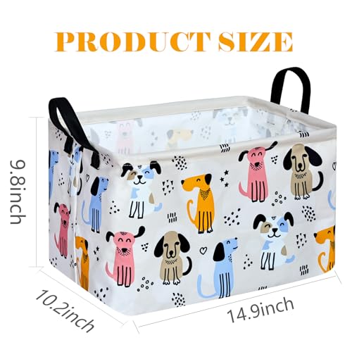 Image of Rectangle Gift Storage Basket Home Shelf Storage Basket Organizer Box Clothes Laundry Hamper Nursery Basket Laundry Basket with Handles (Dog)