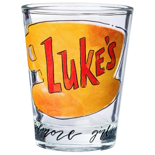 Image of Silver Buffalo Gilmore Girls 4-Pack Mini Glasses, Locations, 1.5oz | Warner Bros., Stars Hollow, Luke's Diner, Dragonfly Inn, Independence Inn, 44mL