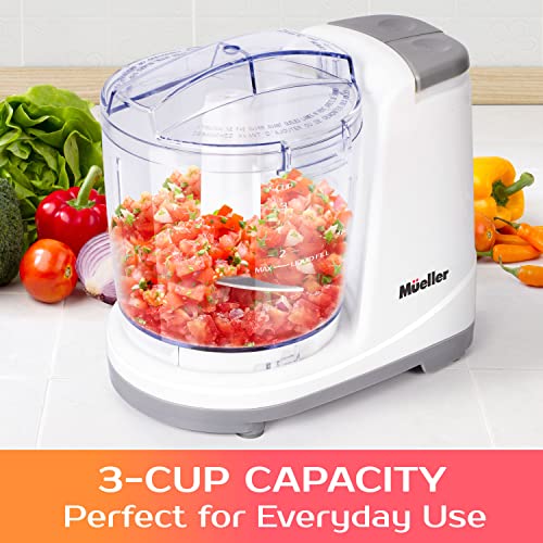 Mueller Electric Food Chopper, Mini Food Processor, 3-Cup Mini Chopper, Meat Grinder, Mix, Chop, Mince And Blend Vegetables, Fruits, Nuts, Meats, Stainless Steel Blade, White #TOP1