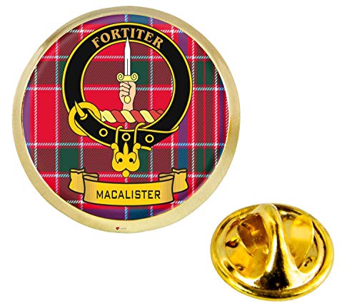 MacAlister Clan Ecossais Crête Revers Épingle Badge en Couleur Or Produit d'Ecosse Cover
