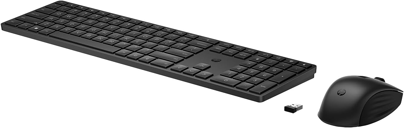HP 650 Wireless Keyboard & Mouse Combo - 2.4Ghz Wireless, USB Receiver, Low-Profile Keys, 20+ Programmable Keys, DPI Mouse - 20+ Months Keyboard, 24+ Mouse Battery - Win, Chrome, MacOS (4R013AA#ABL)