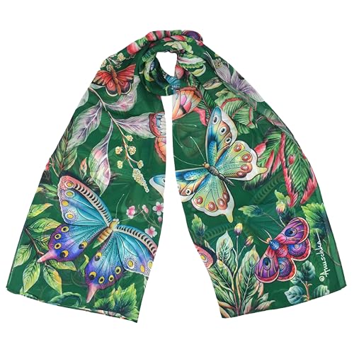 Anuschka Women's Original Printed Artwork Chiffon Scarf - Dancing Leaves