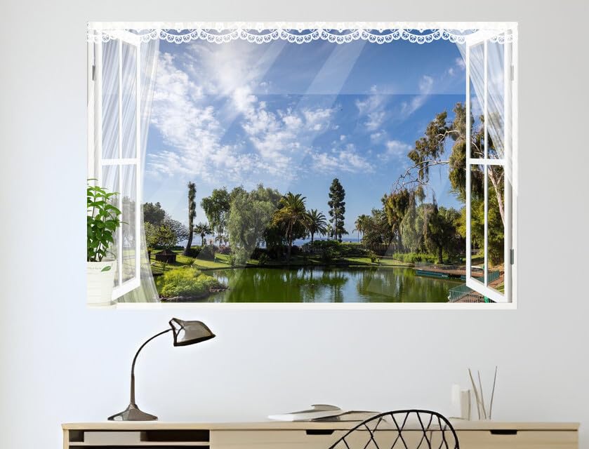 JVERF - JZZB26500 Portugal Parks Pond Santa Catarina Park in Funchal| Self-Adhesive Open Window Wall Sticker