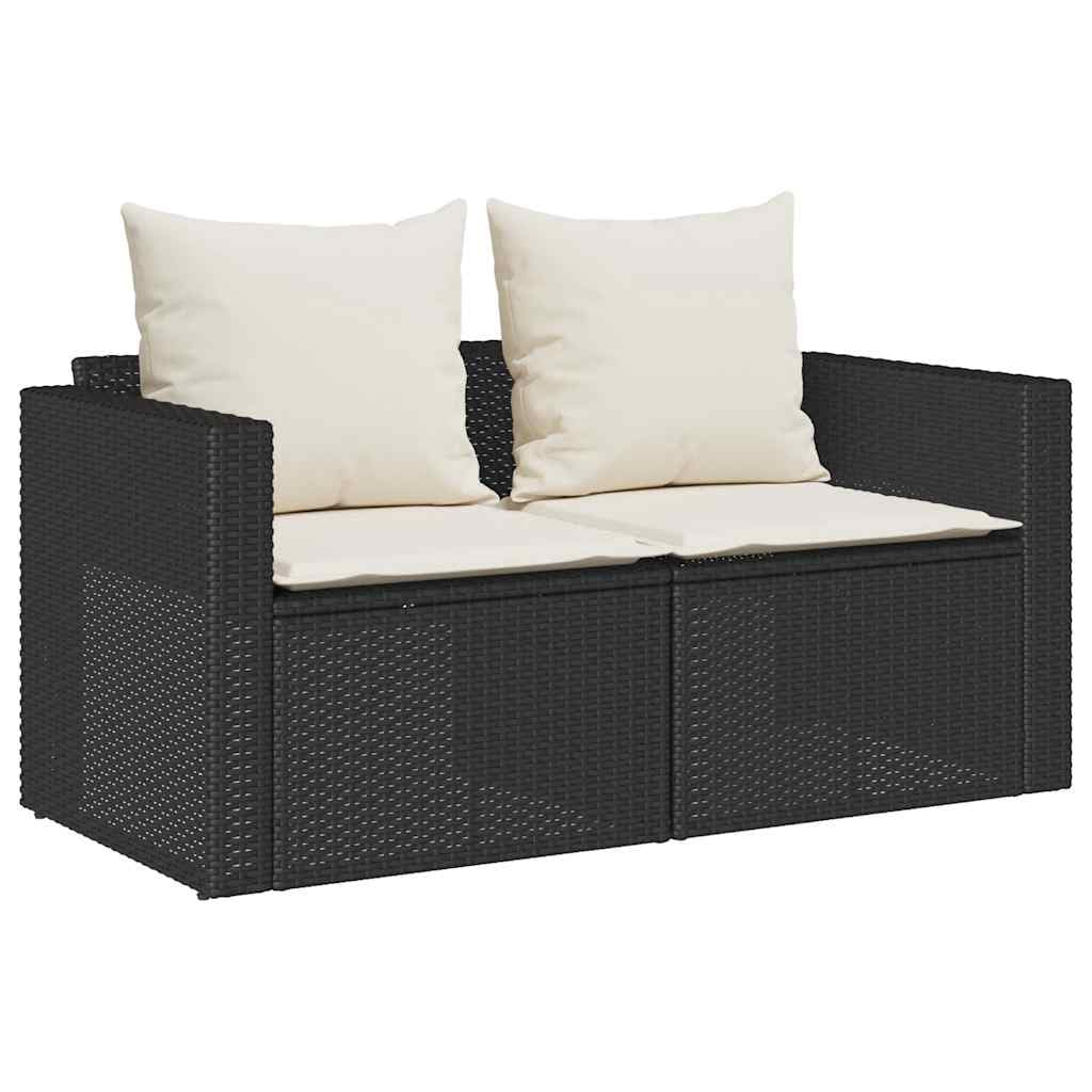 5-częściowy zestaw ogrodowy z poduszkami, składany, czarny, meble patio rattan PE, modułowy narożnik ogrodowy z myjką, odporny na UV, taras balkon, 2 fotele 2 pufy stolik, łączna 110 kg na siedzisko