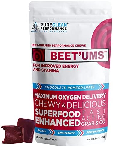 PureClean Performance BEET'UMS - Heart Health & Performance Chews | Cocoa-Powdered 3.25g (Fermented BioBeets, Patented Mango & Cocoa Flavanols), Physician-Formulated, Clinically Proven (30 Count)
