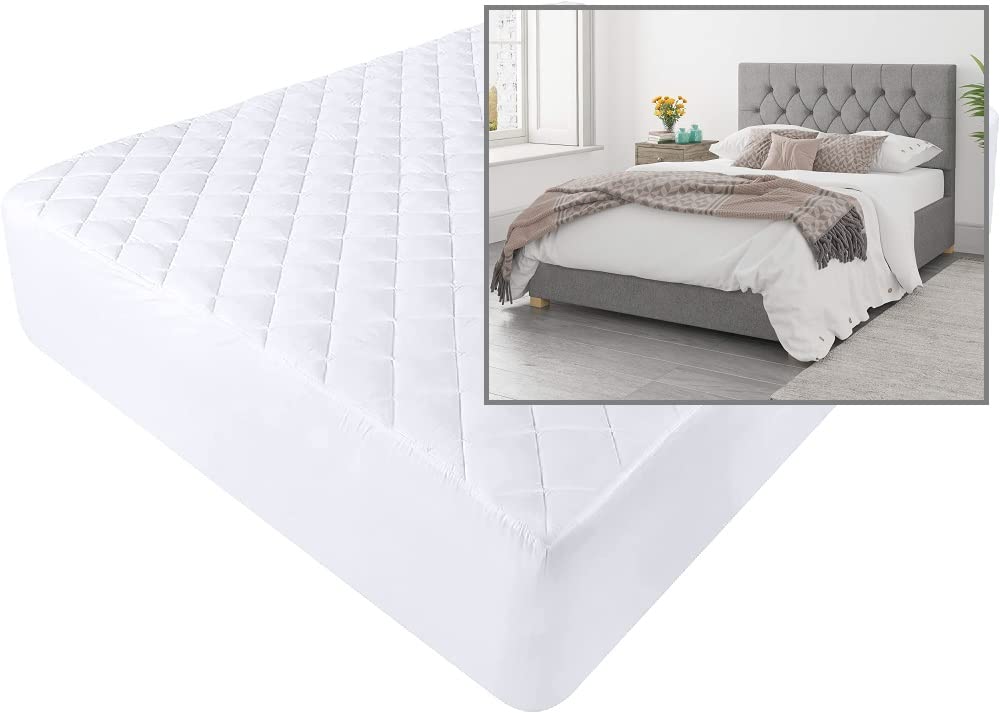 "PREMIUM RANGE" 150g Quilted FITTED Mattress PROTECTOR (15" (38cm Depth, Emperor)