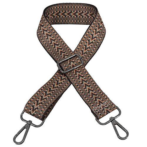 Image of Adjustable Handbag Strap Wide Purse Strap Replacement Shoulder Crossbody Bag Strap (Khaki V2+ Black Metal)