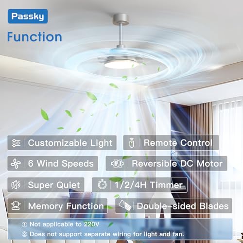Image of 80 inch Ceiling Fans with Lights, Large Modern Ceiling Fan with Light and Remote Control, Reversible, Dimmable, 3CCT, Quiet, Nickel Ceiling fan For Bedroom Living Room Patio Farmhouse, Indoor /Outdoor