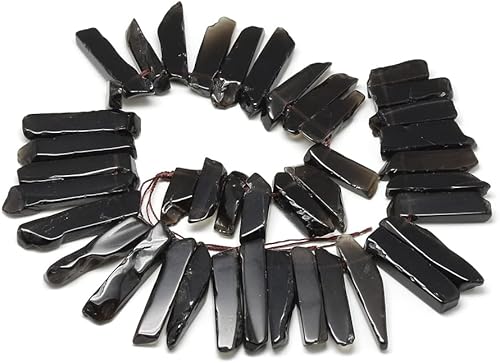 Miniatura 2 de Beadthoven - 40 unidades de piedras preciosas de cuarzo ahumado natural curativo con piedras preciosas irregulares de piedra de péndulo liso