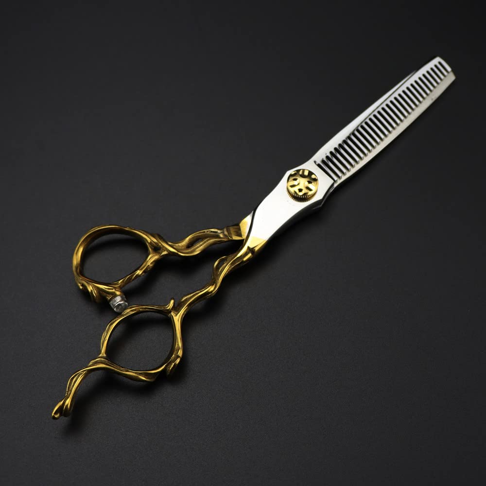 Haarschneideschere, 6 Zoll 440C Stahlschere Gold Cut Haarschere Schneiden Friseur Haarschnitt Effilierschere Friseurschere,Effilierschere-B