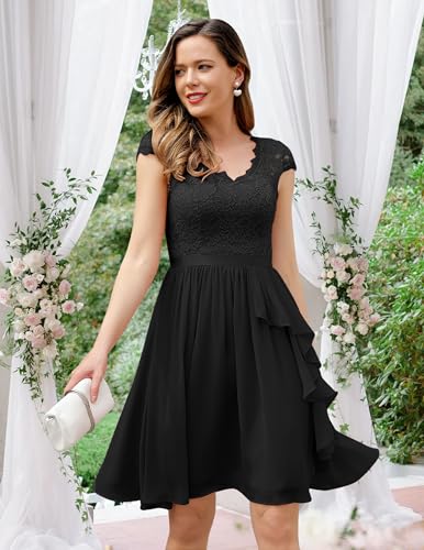 Image of Wedtrend Women's Bridesmaid Dresses Short Prom Dress Ruffle Semi Formal Cocktail Dresses Floral Homecoming Dress