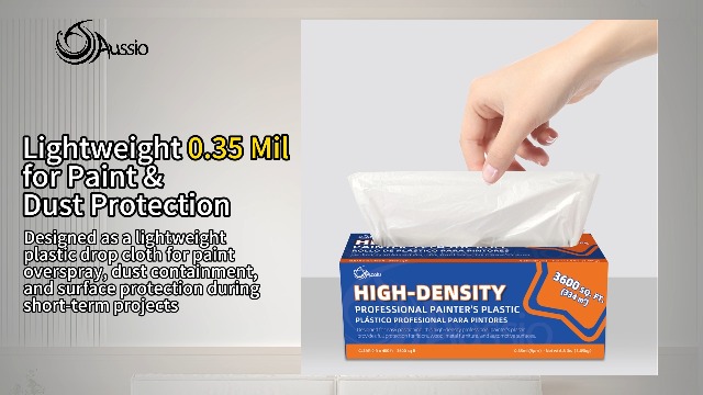 Image of High-Density Plastic Sheeting Roll 9 ft x 400 ft, 0.35 Mil Clear Painter's Plastic Drop Cloth for Paint Overspray, Dust & Renovation Protection - Floor, Furniture & Window Cover