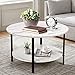 Tavolino da Salotto,Marmo Rotondo Tavolino,80x80x48cm,Industriale Tavolino in legno con gambe in metallo,Scaffale Aperto con Spazio per Riporre Oggetti,Montaggio Semplice,bianco