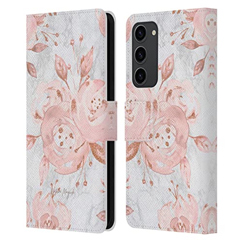 Carcasa para Samsung Galaxy S23+ 5G tipo libro de piel sintética con patrón floral rosa