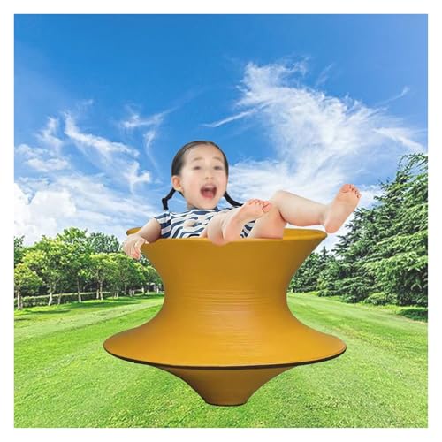 MZZKFC 20.1 in Heavy Duty 360° Spins Stool, Wear-Resistant Non Slip FRP Gyro Chair for Children Aged 6-8 Years, Kids Sense Sports Equipment for Mall & School(Yellow)