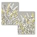 2 Gray, White and Yellow Floral Meadow Print Set; Two 11x14in Poster Prints