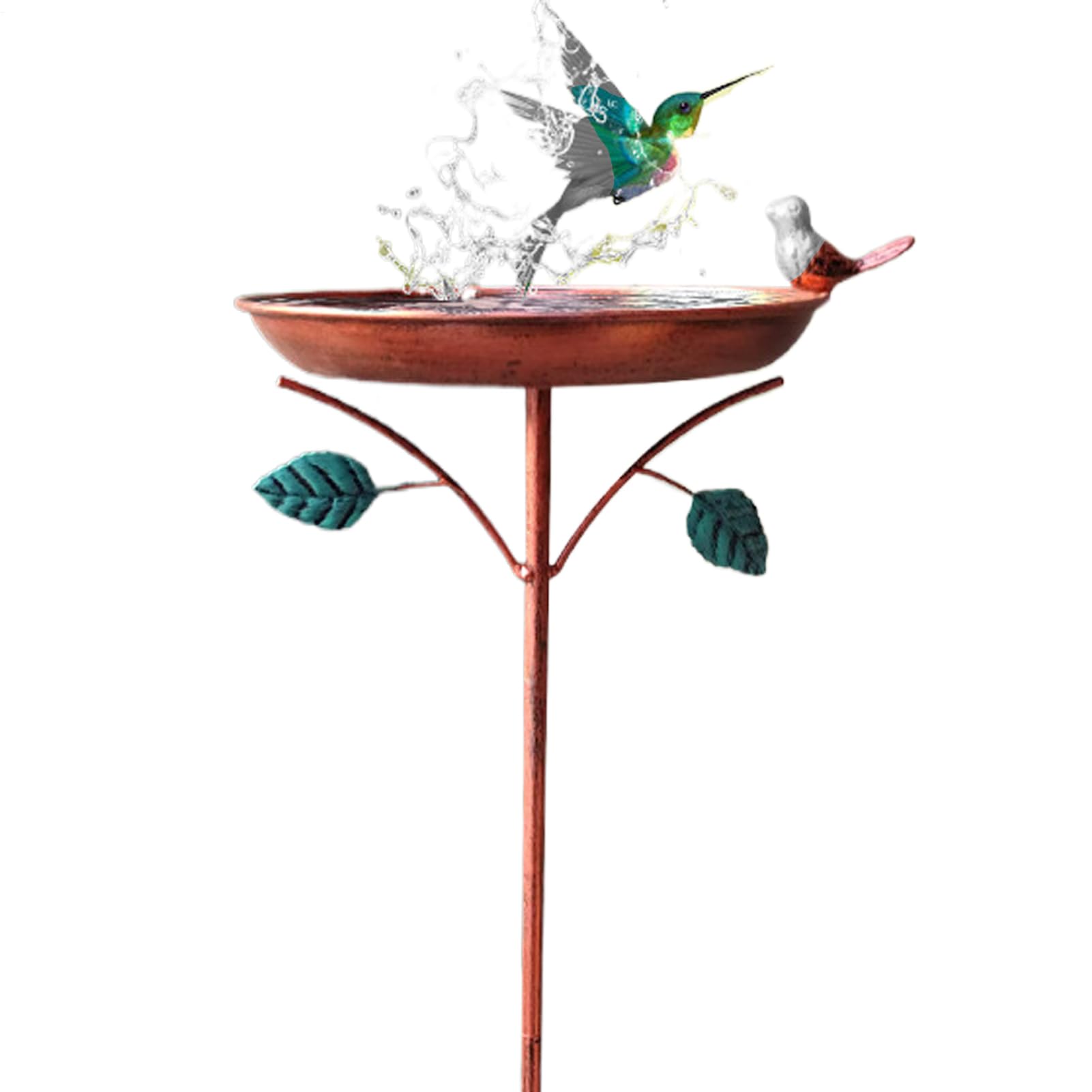 Bain d'oiseaux polyvalent avec mangeoire à eau et piquet en métal stable