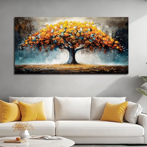 KELIYUAN Large Wall Art For Living Room Canvas Wall Decor For Bedroom Office Restaurant Mural Abstract Tree Landscape Wall Pictures prints Artwork Ready To Hang Modern Aesthetic Home Decor 24x48In