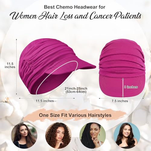 Image of 6 Pcs Chemo Cancer Hat for Women Breathable Bamboo Newsboy Baseball Cap Soft Headwear for Cancer Patient Hair Loss