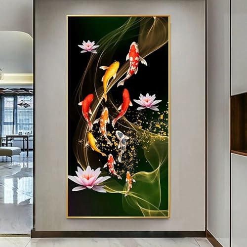 Cuadro de carpa koi para salón oriental moderno que aporta armonía y luz a tu casa 3