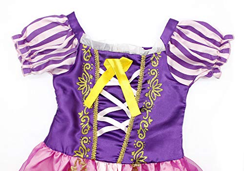 Cotrio Costume Dress Girls Princess Dresses Halloween Outfits Accessories Size 12(11-12 Years, Purple, 150, Wig Gloves Tiara Scepter Necklace Ring Earrings)