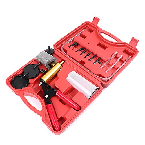 Three T Bomba de vacío del coche probador de vacío purgador de frenos kit de purga de frenos con manómetro de vacío 26,8 x 21,8 x 8,8 cm