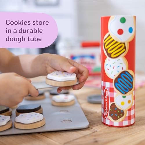 Image of Melissa & Doug Slice & Bake Cookie Set with Wooden Play Food, Colorful Toppings & Play Kitchen Accessories, Preschool Learning Toys for Girls & Boys 3+ (Pack of 12)