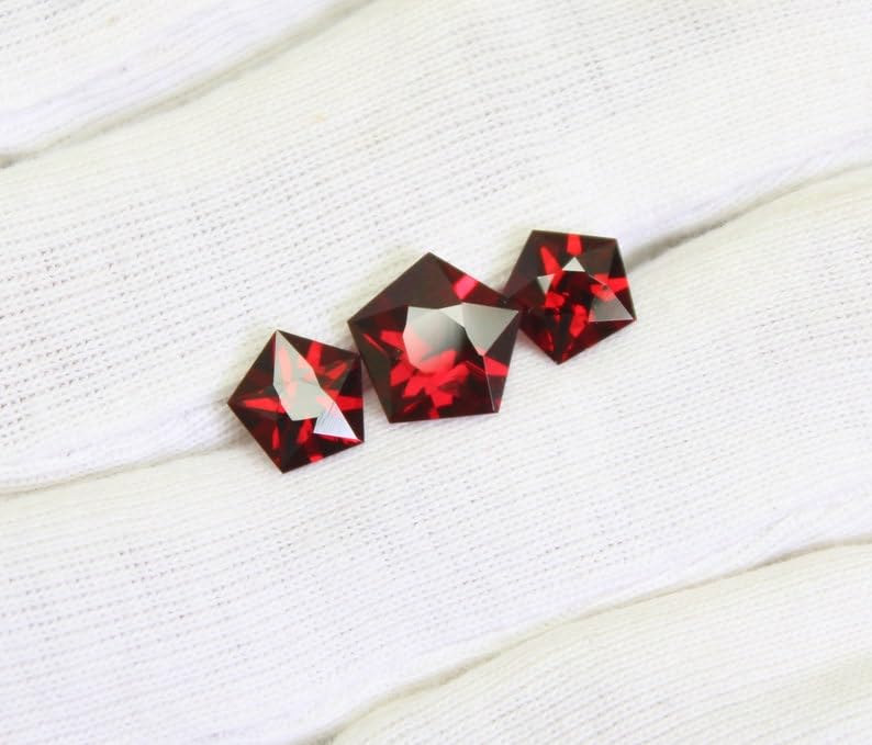 Grenat rouge naturel pentagone 8mm pour création de bijoux de prestige - 5