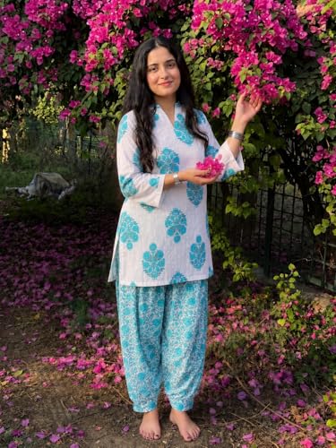 Image of ANNI Designer Afgani Salwar Suit for Women Viscose Printed | Co Ord Set for Woman | Straight Kurta Outfit Mandarin Collar Long Sleeve Ethnic Dress Stylish Womens Clothing