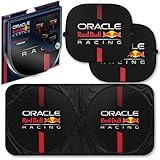 Red Bull Racing Car Sun Shade Set – Universal Fit, Includes Front Windshield & Rear Window Covers, Reflective Heat Shield with Oracle Red Bull Racing Logo & Power Bar Design, Keeps Car Cool
