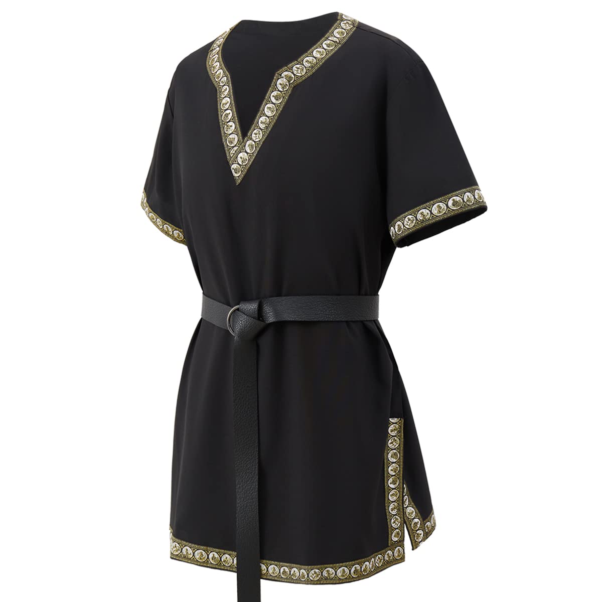 WhatafitViking Pirate Tunic Mens Medieval Shirt Renaissance Knight Warrior Costume T-Shirt