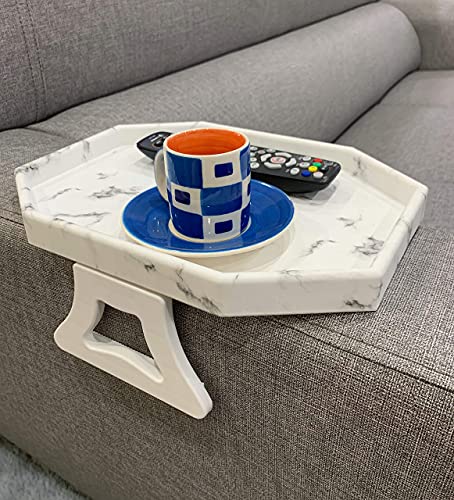 Marble Printed Sofa Arm Clip Table, Armrest Tray Table, Drinks/Remote Control/Snacks Holder (Octagon) … #TOP1