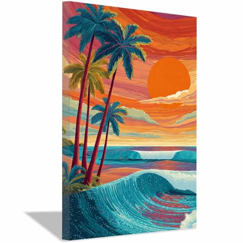 Peinture paysage nature tableau mer et soleil 70x100cm encadrée pour chambre