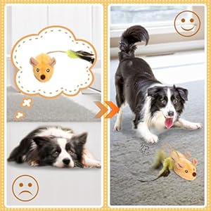 Interactive-Dog-Toys-with-LED-Lights-Moving-Automatic-Chirping-Mouse-Toy-Squeaky-with-Feather-Tail-for-All-Breeds-Dog-IndoorOutdoor-Boredom-Exercise-USB-Rechargeable-Yellow - Cucciolini Doodles   Interactive-Dog-Toys-with-LED-Lights-Moving-Automatic-Chirping-Mouse-Toy-Squeaky-with-Feather-Tail-for-All-Breeds-Dog-IndoorOutdoor-Boredom-Exercise-USB-Rechargeable-Yellow