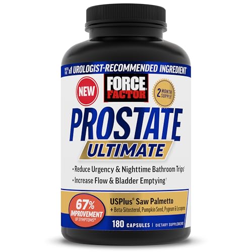 Force Factor Prostate Ultimate Prostate Health Supplement for Men with Nettle & Saw Palmetto #1 Urologist Recommended Ingredient to Support Urinary Flow Bladder Emptying 2 Month Supply