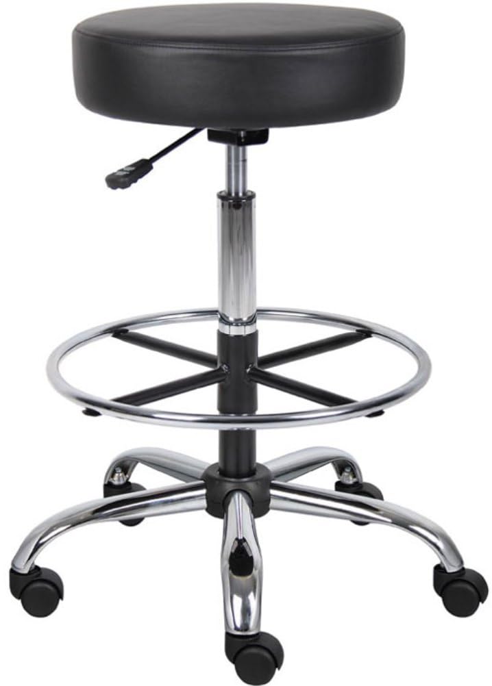 Boss Office Products Vinyl Medical/Drafting Stool, Black